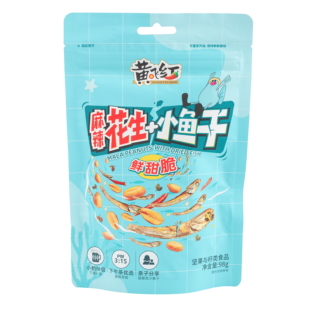 Huang Fei Hong Spicy Peanuts with Dried Fish Bag 98 g