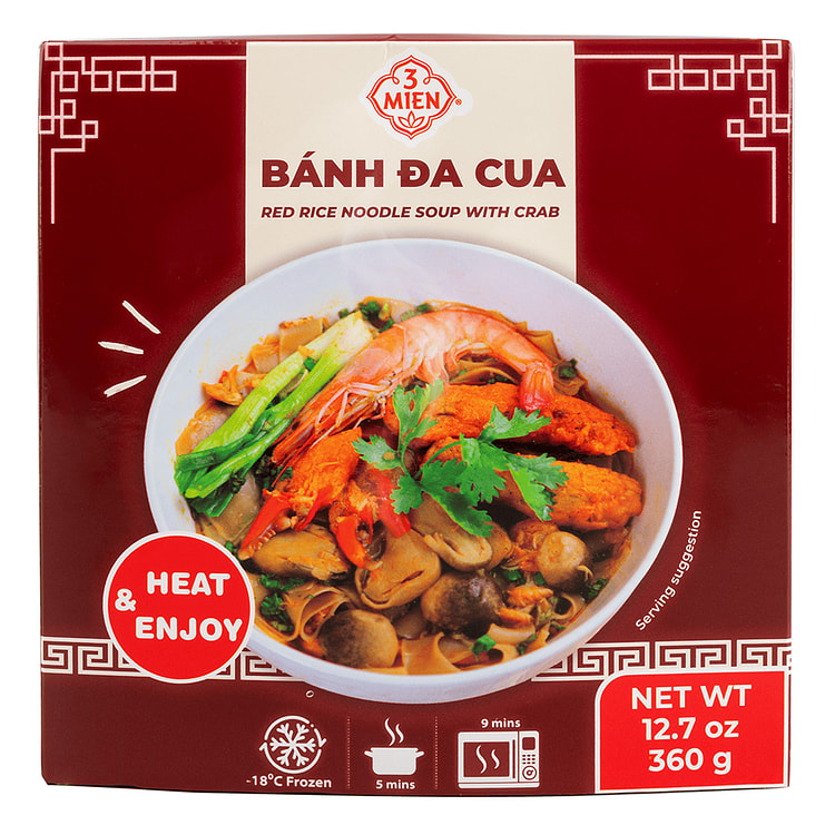 3 Mien Red Rice Noodle Soup with Crab, Frozen 360 g