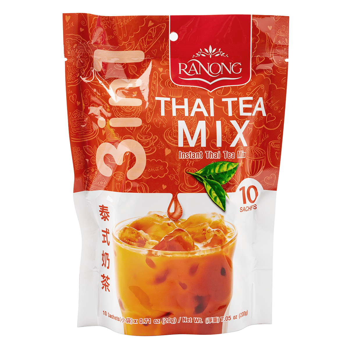 Ranong Tea Instant Thai Tea 3-in-1 Mix 0.71 oz*10 pack