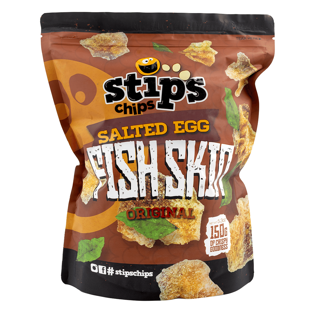 Stips Chips Salted Egg Fish Skins Original 150 그램