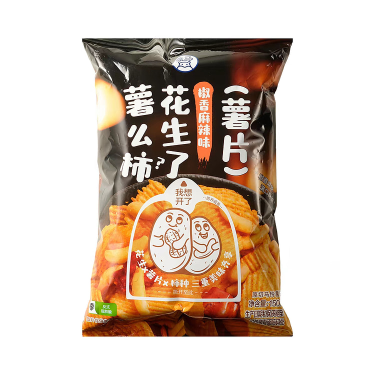 Spicy Potato Chips with Peanuts & Rice Crackers 150 g