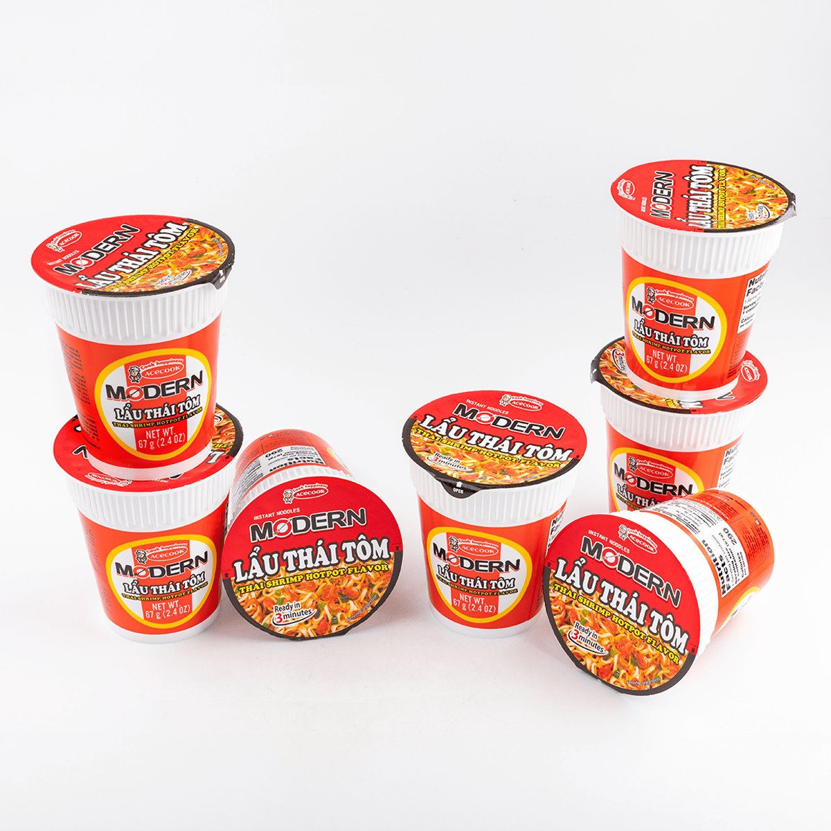 Acecook Modern Cup Noodles, Thai Shrimp Hot Pot Flavor (12 cups