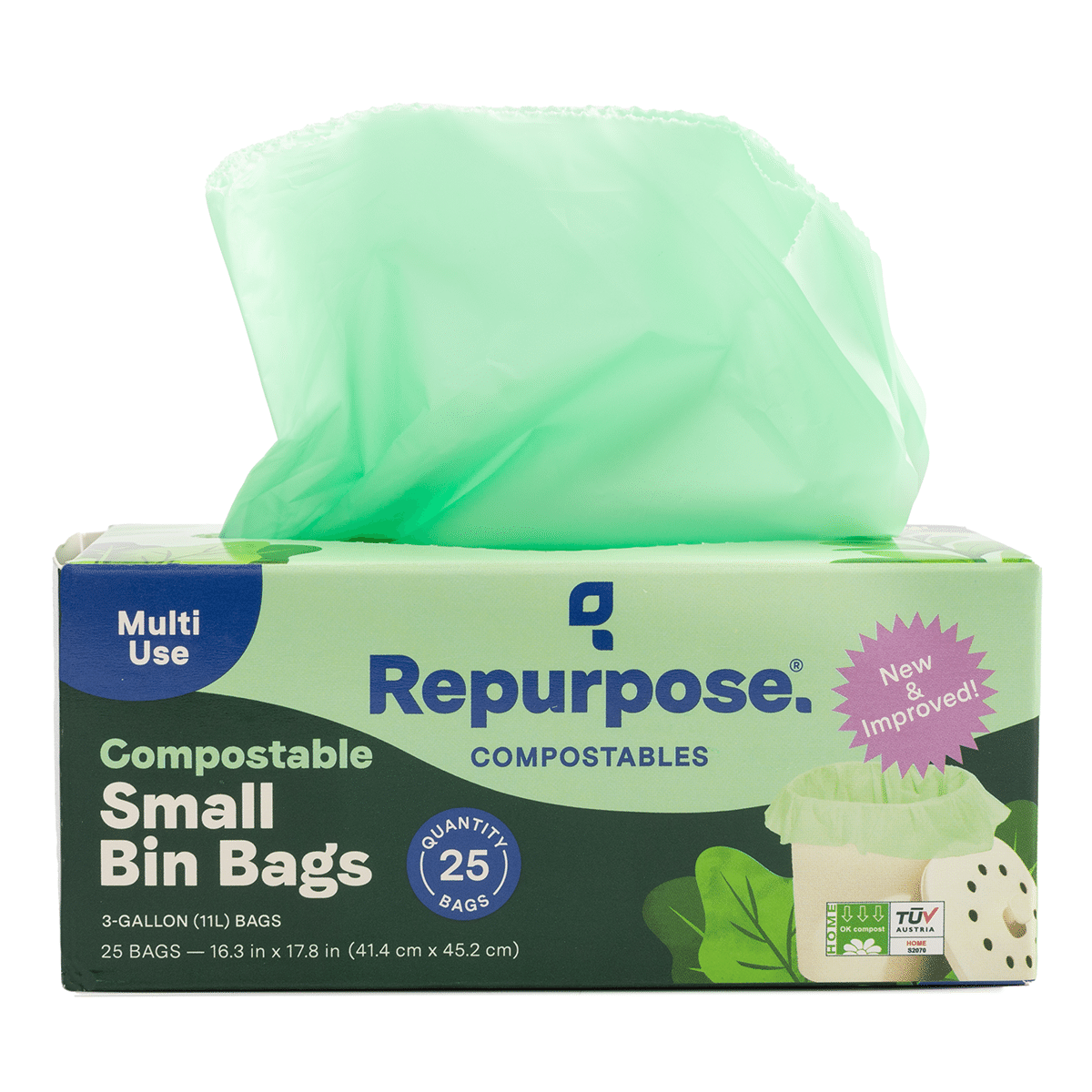 Repurpose Compostable Small Bin Bags 3 Gallon 25 Bags 1 box