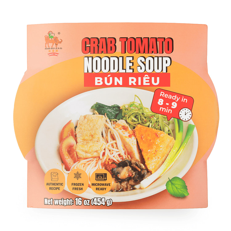 Asian Boy Crab Tomato Noodle Soup Bun Rieu, Frozen 454 克