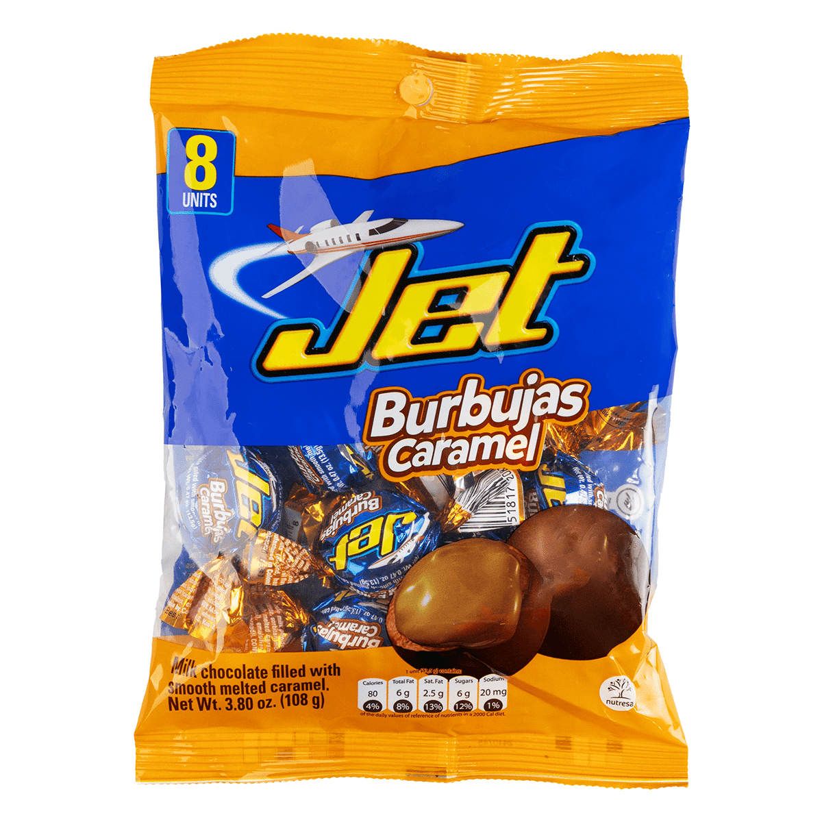 Jet Burbujas Caramelo 8 unidades 108 g