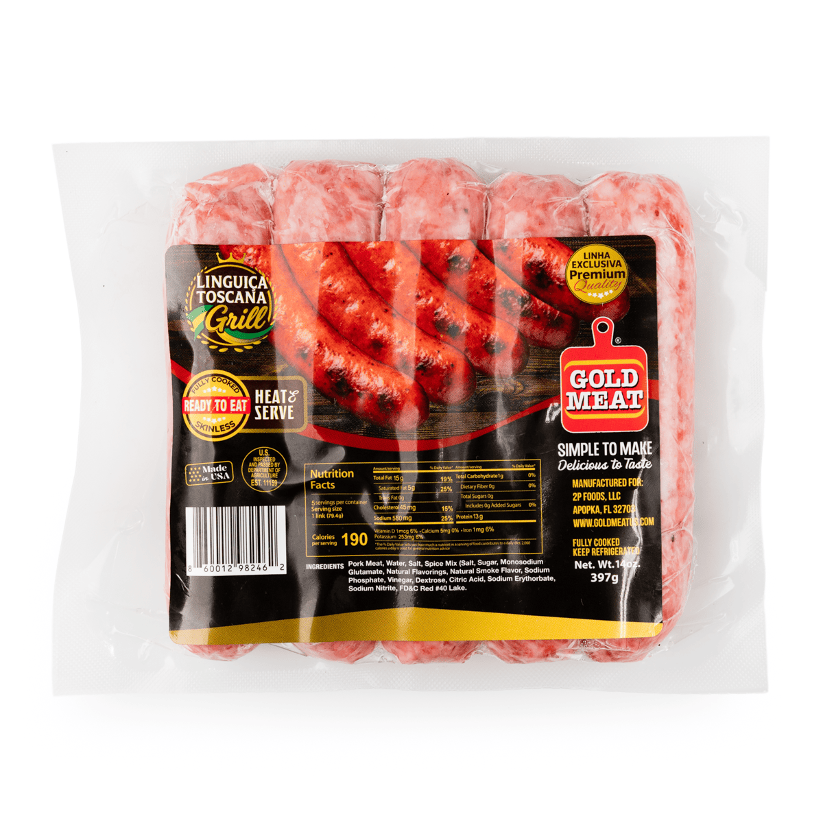 Linguiça Toscada - Pré cozida Gold Meat 397 g