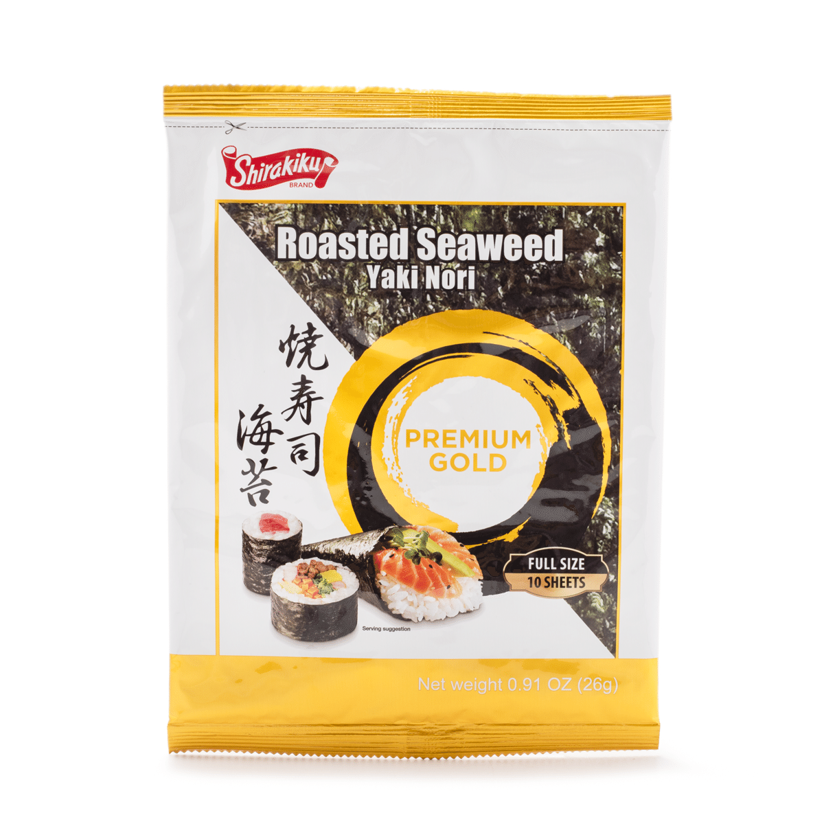 Shirakiku Roasted Seaweed, Premium Gold 10 sheets 26 g