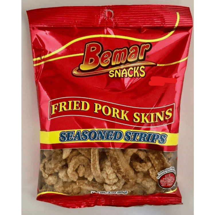 Bemar Snacks Fried Pork Skins Seasoned 4 oz