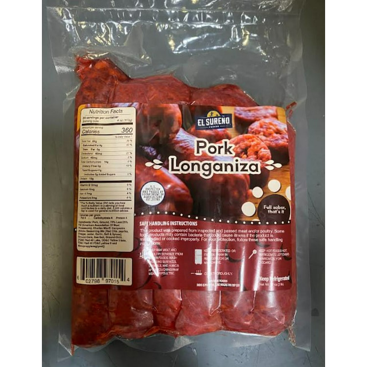 El Sureno Foods Pork Longaniza 32 oz