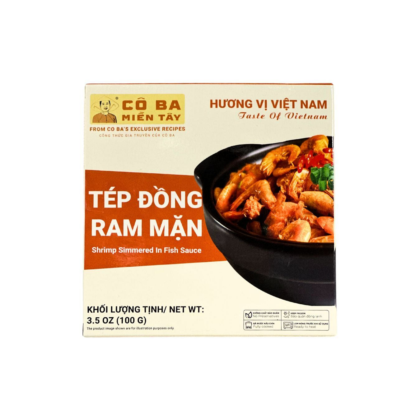 Co Ba Mien Tay Shrimp Simmered in Fish Sauce, Frozen 3.5 oz