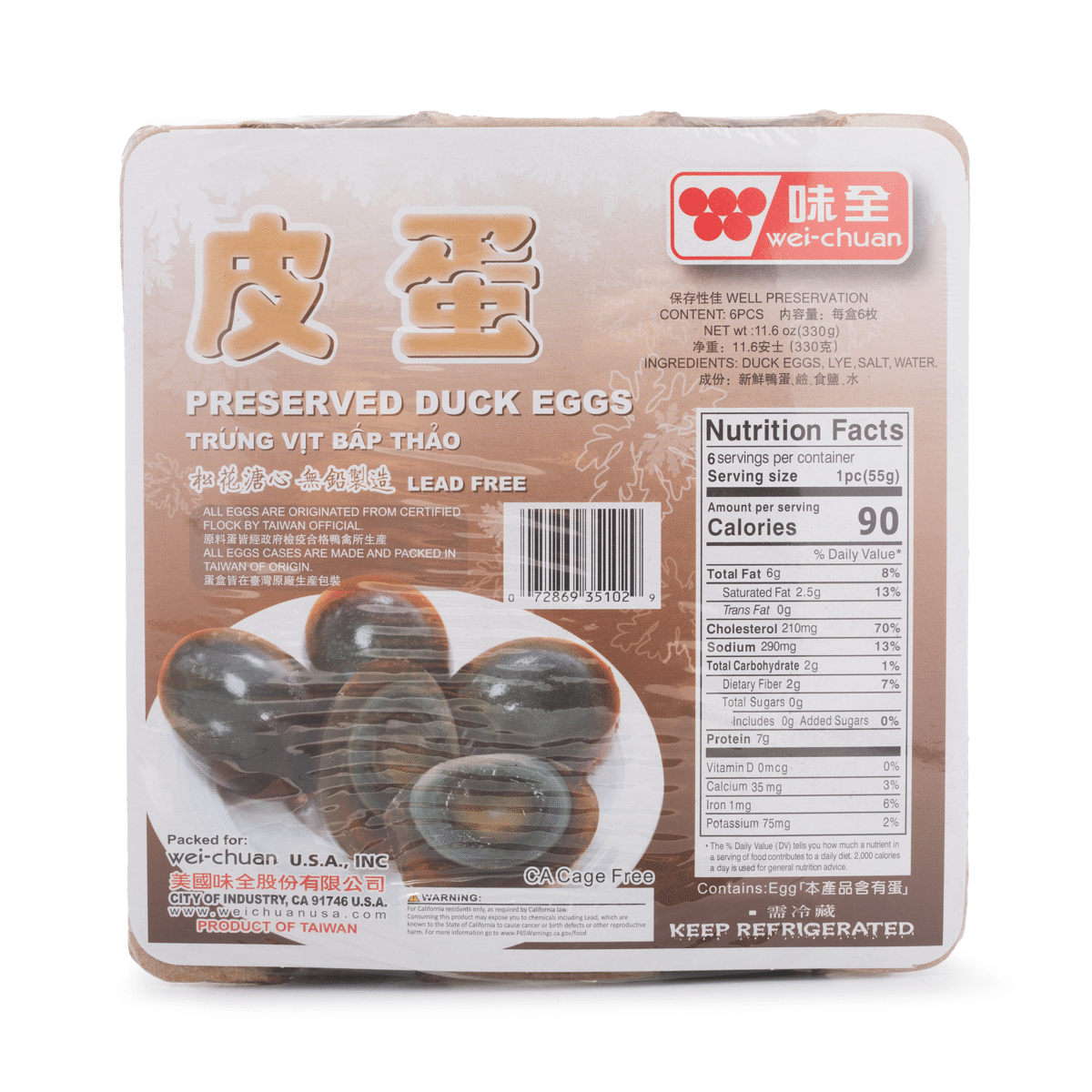 Wei-Chuan Preserved Duck Eggs 6 count