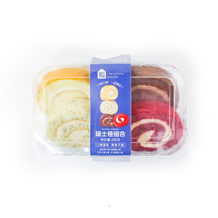 盒马 瑞士卷组合(原味，伯爵，巧克力，红丝绒）4PC 280 克