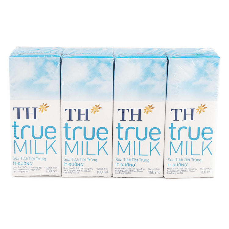 TH True Fresh Milk Less Sugar (Pack of 4) 180 ml