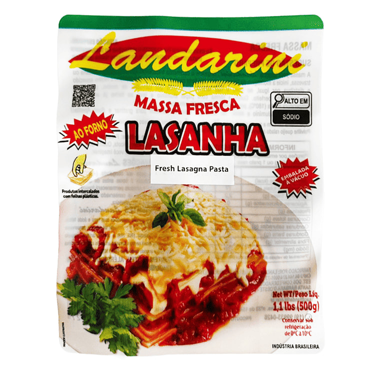 Massa Fresca para Lasanha Landarini 500 g