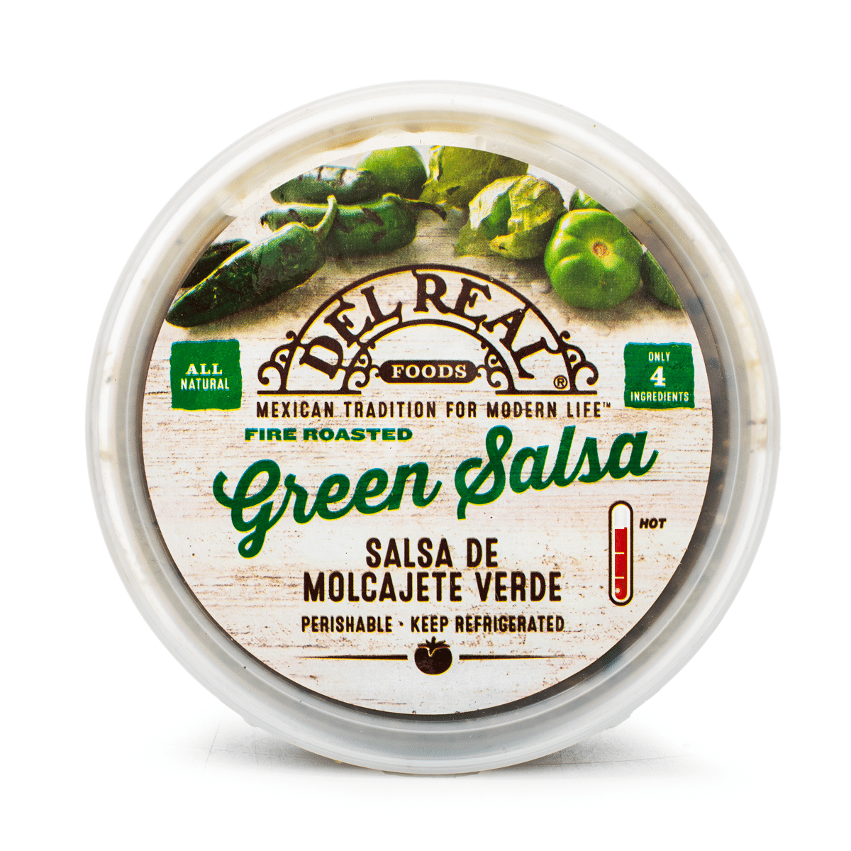 Del Real Molcajete Green Salsa, Fire Roasted 15 oz
