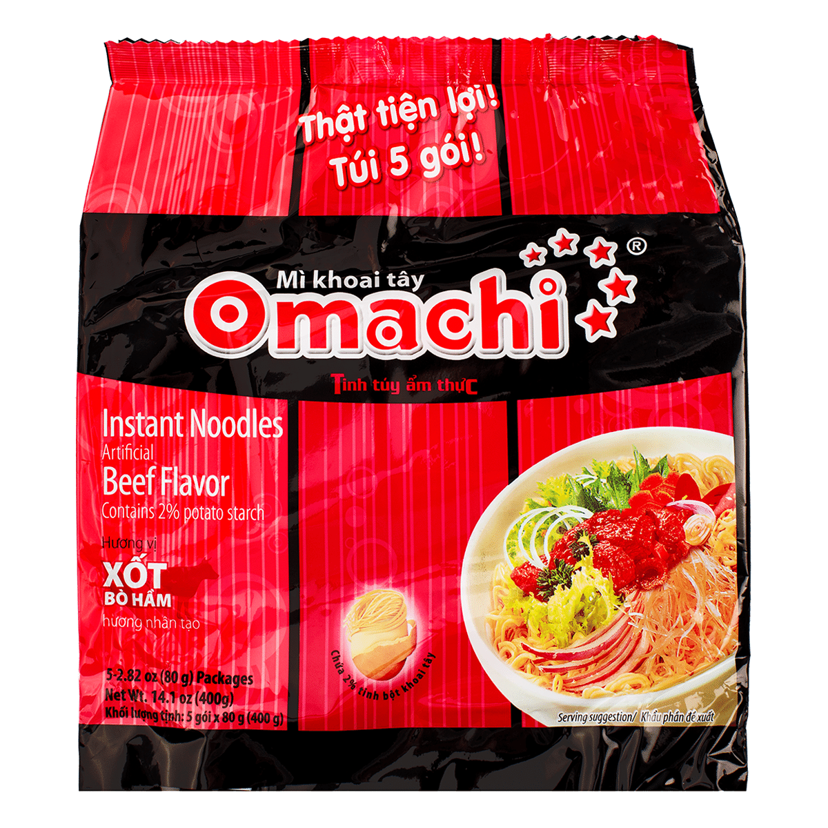 Mì Ăn Liền Omachi Vị Bò Hầm 5pk 2.8 oz*5 pack