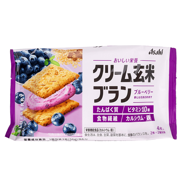 Asahi 朝日玄米夹心低卡饼干 蓝莓芝士味 72 克 (min 2)