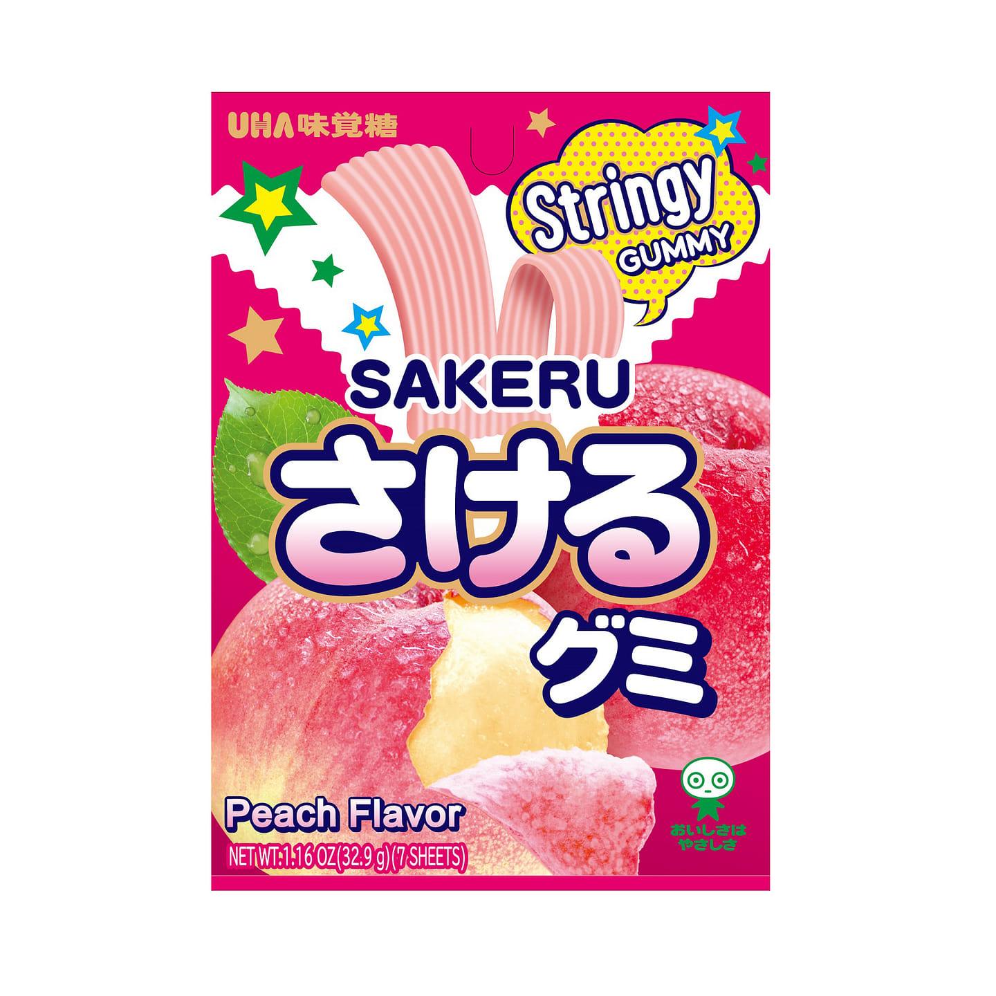 UHA さけるグミ ピーチ味 1.16 オンス
