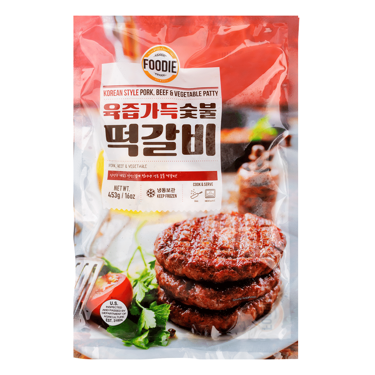 FOODIE Korean Style Pork, Beef & Vegetable Patty, Frozen 16 oz
