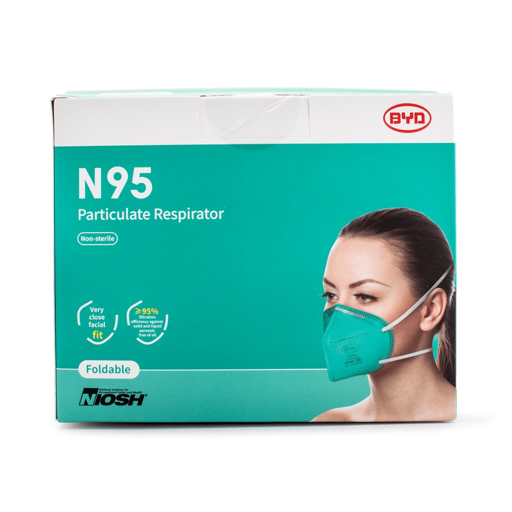 BYD Care N95 Particulate Respirator Masks 20pcs Individually Packed NIOSH Approval 1 box