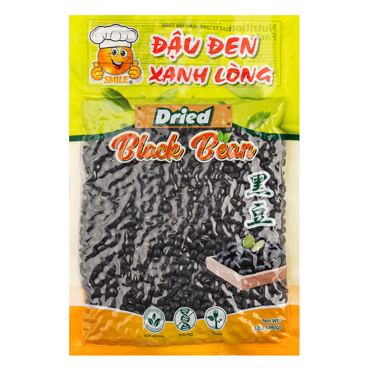 ถั่วดำเมล็ดเขียวอบแห้ง 12 ออนซ์