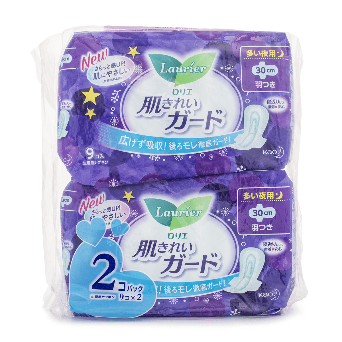 Kao Laurier Nighttime Multi-Wing Sanitary Napkin 30cm 9pcs x 2bag 1 each*12 pack