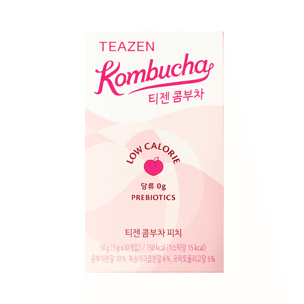 Teazen Kombucha Tea, Zero Sugar, Sparkling Fermented Powdered Mix Beverage Peach 50 g*10 pack