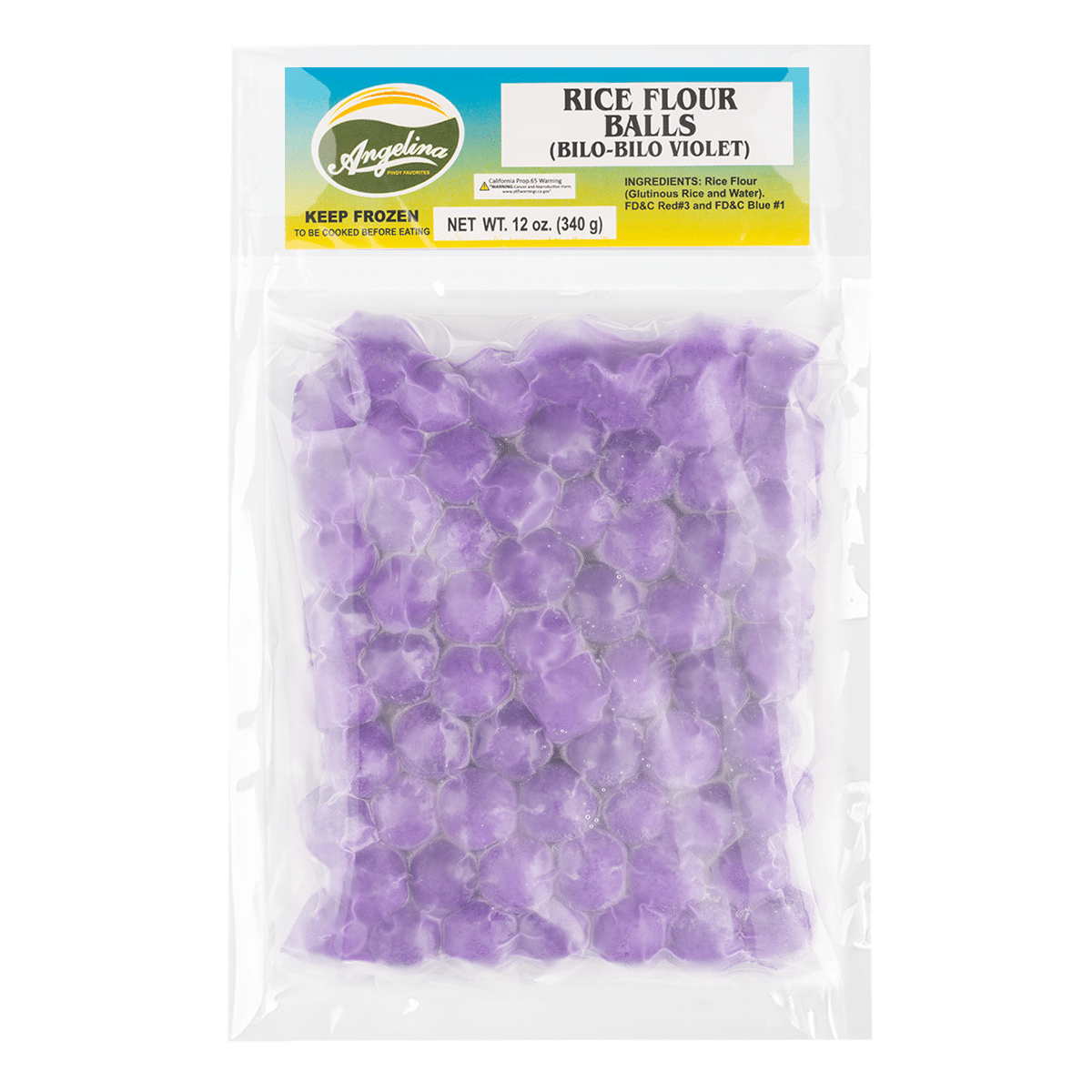 Angelina Rice Flour Balls (Bilo-Bilo Violet), Frozen 340 g