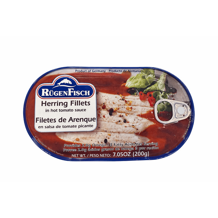 Rügen Fisch Filetes de Arenque en Salsa de Tomate Picante 7.05 onza(s)