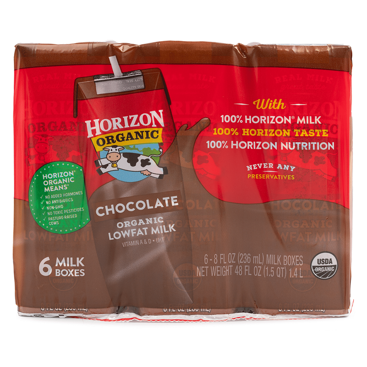 Horizon Organic Lowfat Chocolate Milk 8 액량 온스*6 개입