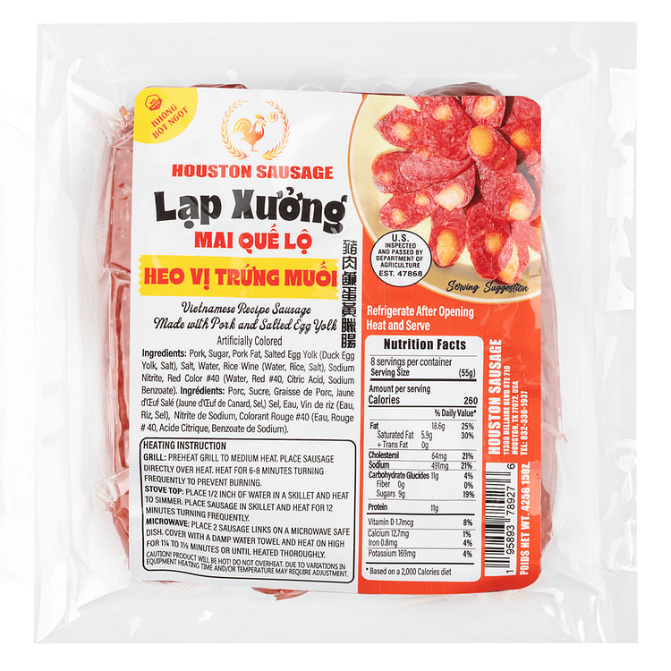 Houston Pork & Salted Egg Yolk Sausage 15 oz