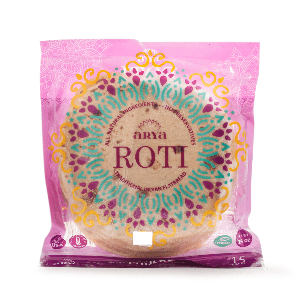 Arya Phulka Roti 15pcs, Frozen 24 oz
