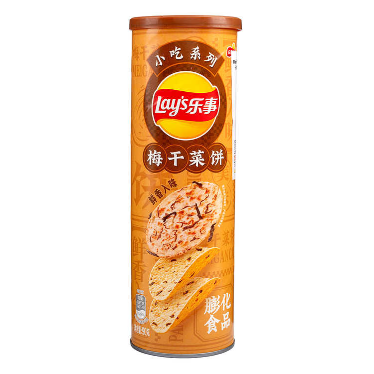 乐事罐装薯片 小吃系列 梅干菜味 90 克
