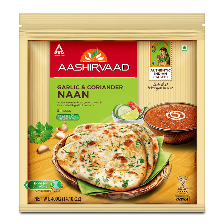 Aashirvaad Garlic & Coriander Naan (5 pieces) 400 g