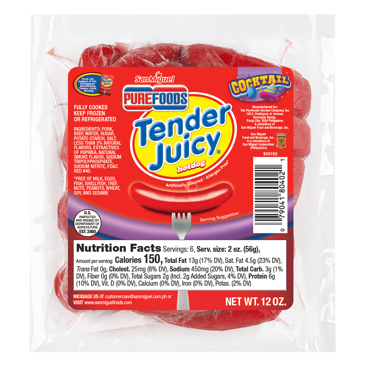 Purefoods Tender Juicy Hotdog Cocktail 12 oz