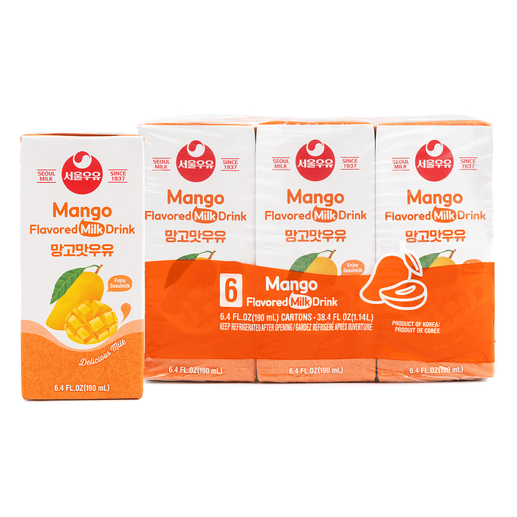 Seoul Milk Mango Flavored Milk Drink 190 ml*6 pack