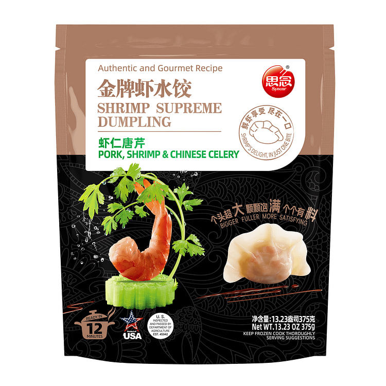 Synear Shrimp and Chinese Celery Dumplings Frozen 375 g