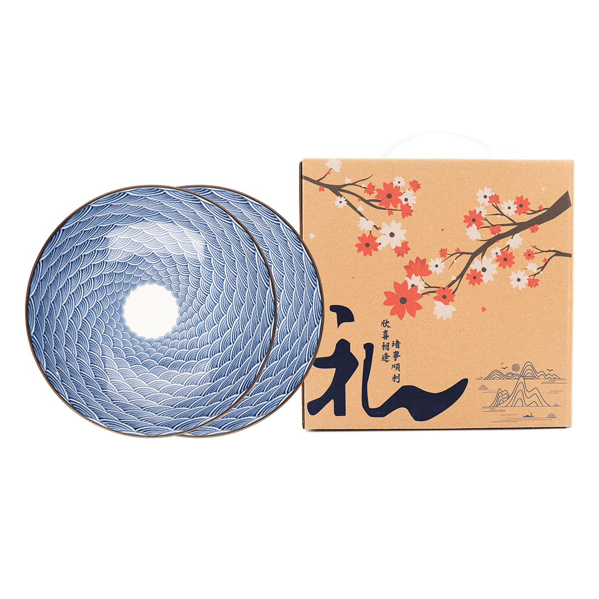 Japanese 8-inch plate/Thousand layer wave 2pcs 1 box