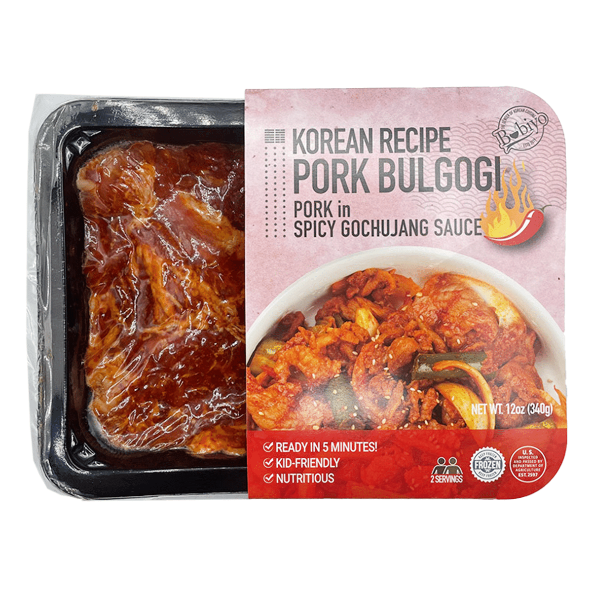 Korean Pork Bulgogi in Spicy Gochujang Sauce, Frozen 12 oz