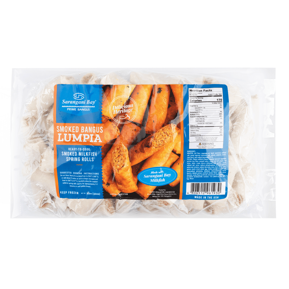 Sarangani Tinapang Bangus Lumpia (Milkfish Smoked Spring Roll) 2 lb