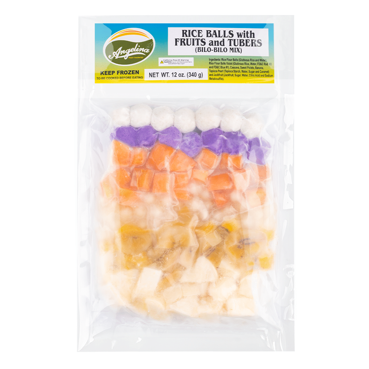 Angelina Bilo-Bilo Mix (Rice Balls With Fruits & Tubers), Frozen 340 g