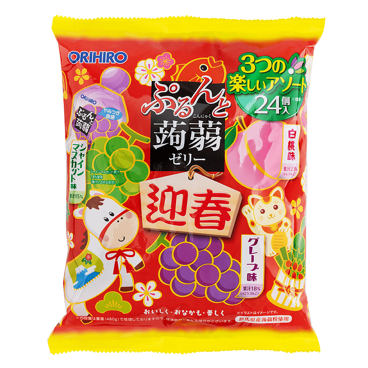 Orihiro 蒟蒻青提＋葡萄＋白桃味24枚 春节限定 480 克