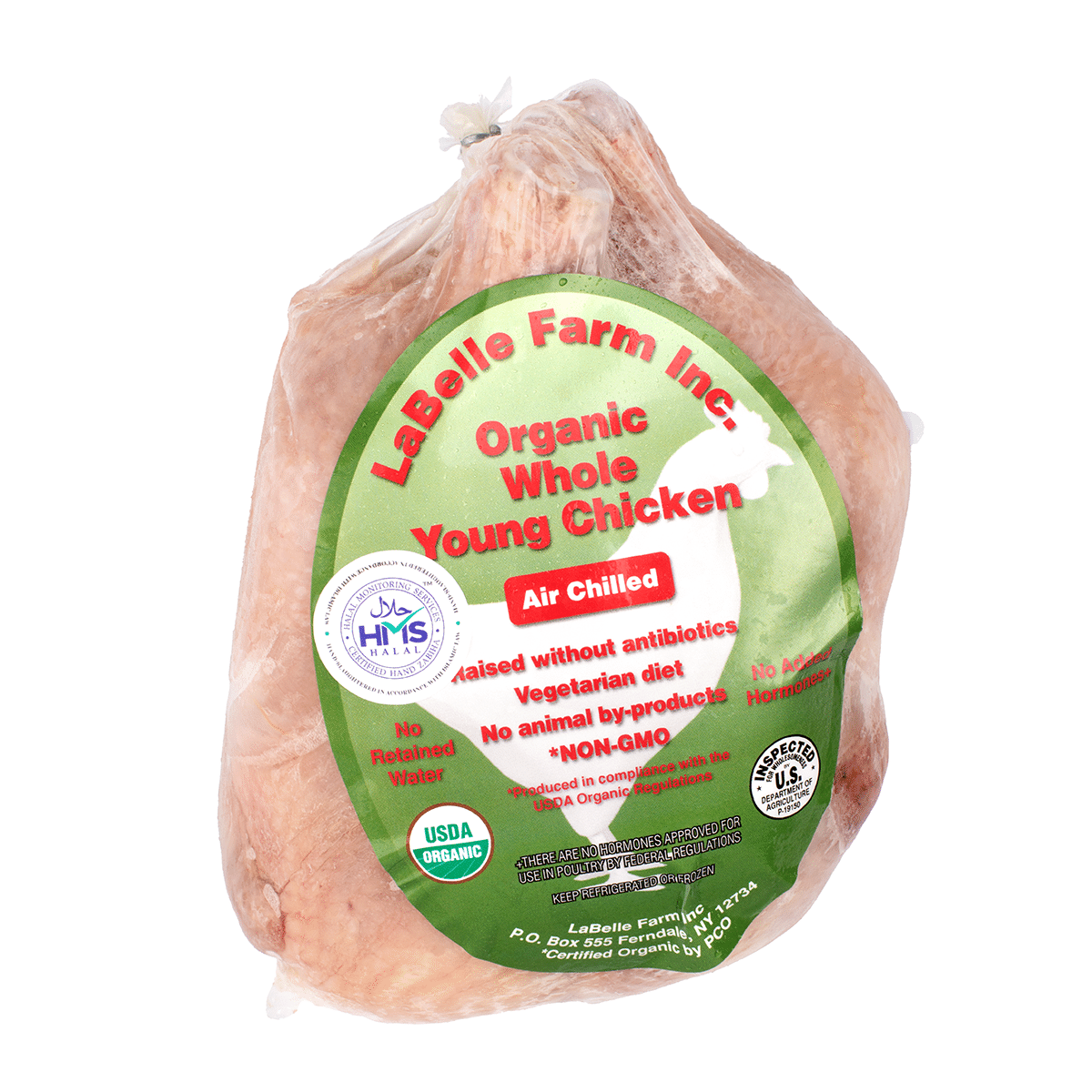LaBelle Organic Halal Whole Chicken, Air Chilled 2.75-3 lb