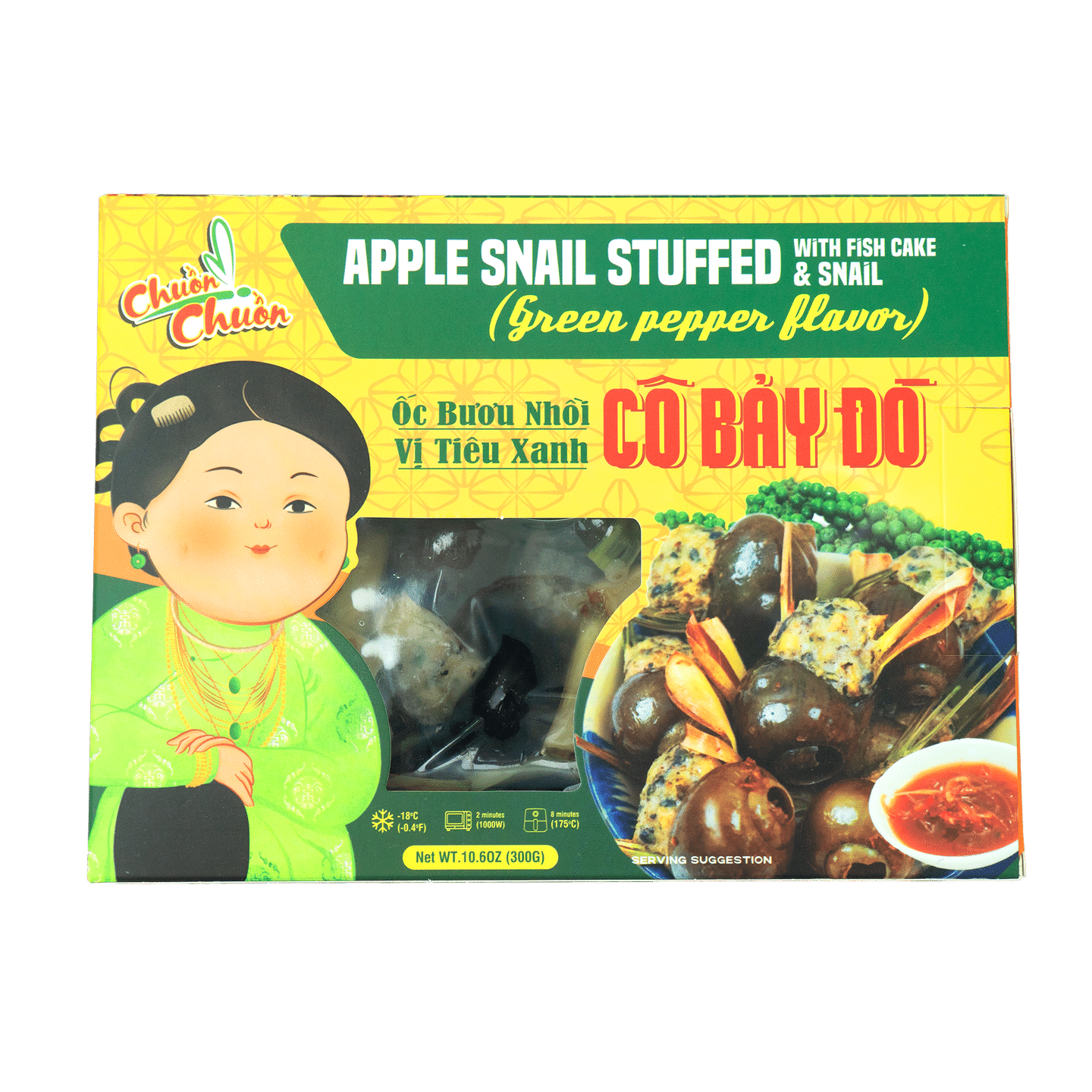 Dragonfly Apple Snail Stuffed with Fish Cake and Snail (Green Pepper Flavor), Frozen 10.6 oz