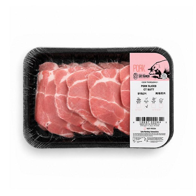 Sky Ranch 猪肩颈肉 梅花肉 BBQ Cut 6mm, 冷冻 1.5 磅