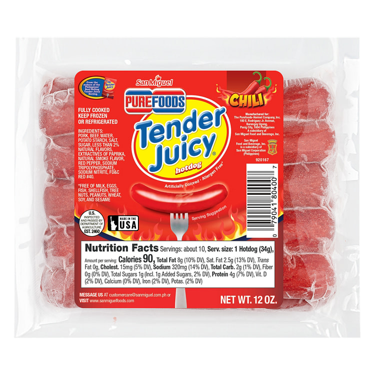 Purefoods Tender Juicy Hotdog with Chili 12 oz