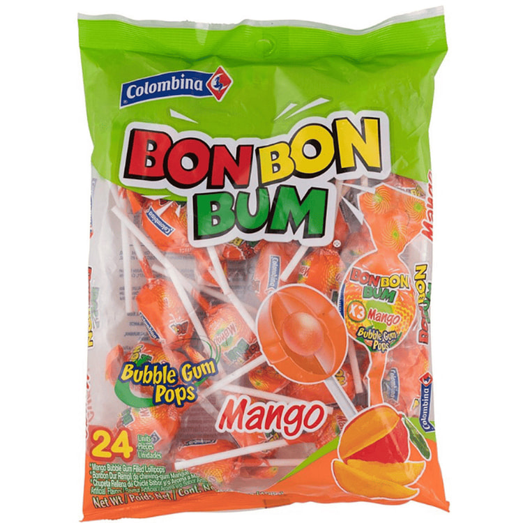 Colombina Bon Bon Bum Mango Bubble Gum Pops 14.4 oz