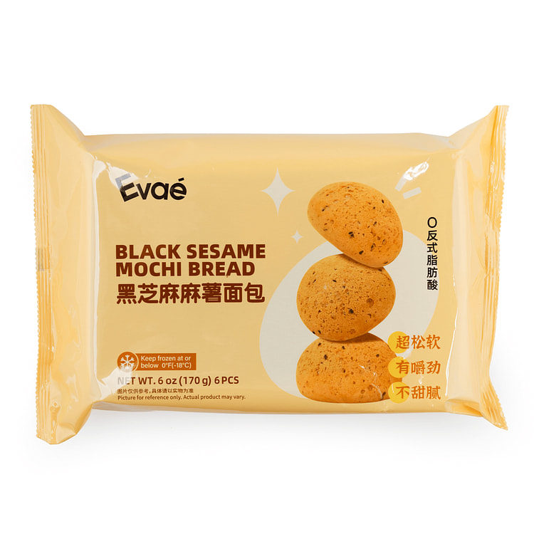 EVAE 黑芝麻麻薯面包 6入 170 克