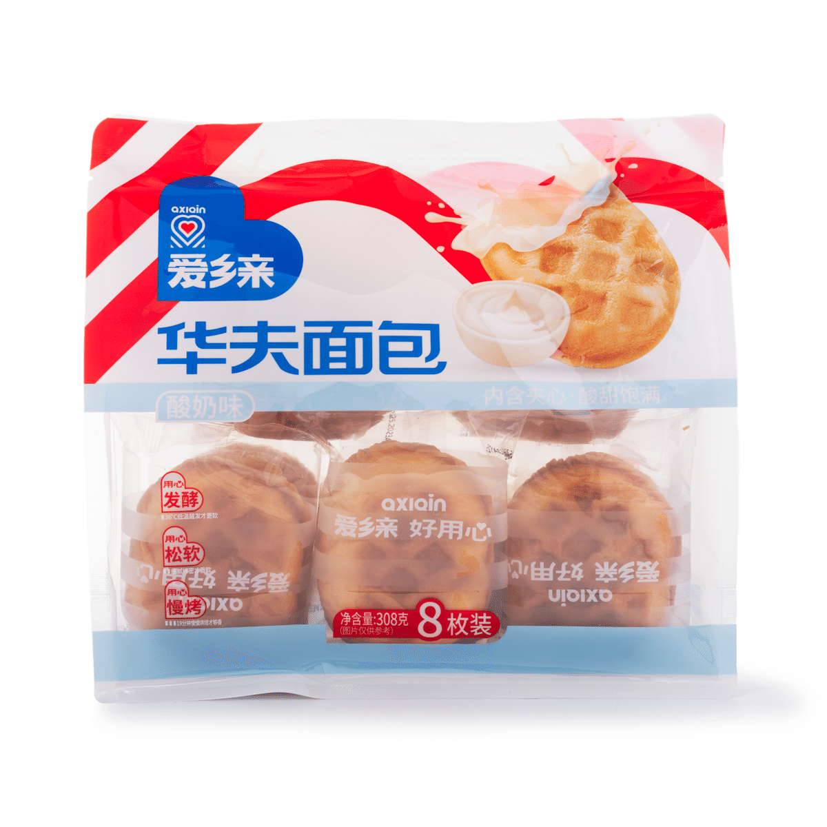 Aixiangqin Yogurt Waffle Bread, 8 pcs 308 g