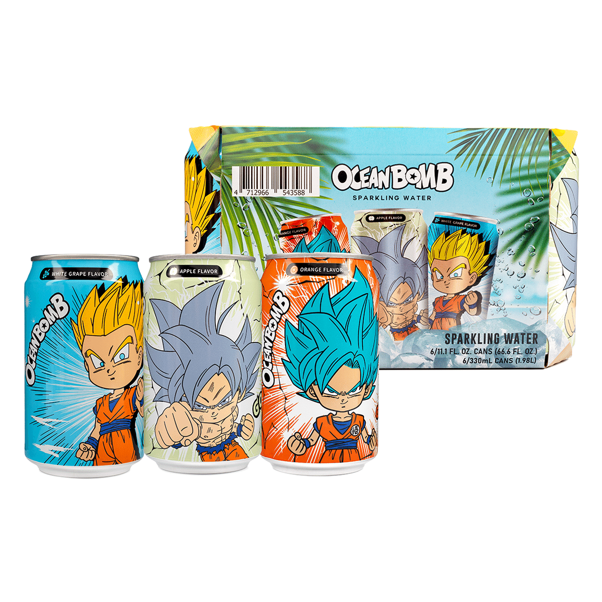 Ocean Bomb Dragonball Sparkling Water Mixed Flavor (Orange, Apple, White grape) 330ml*6 1980 ml